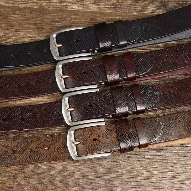 VIPERCRAFT™ 3.8CM Serpentine Leather Belt – Genuine Cowskin Men’s Retro Fashion Belt 5