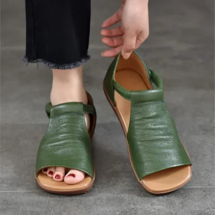 SORELLE™ Women’s Retro Genuine Leather Peep Toe Sandals 2