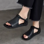 SORELLE™ Women’s Retro Genuine Leather Peep Toe Sandals 4