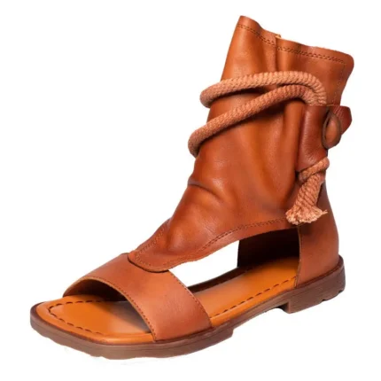 GladiaLuxe™ Women's Gladiator High-Top Sandals– Genuine Leather Open-Toe Summer Boots 2