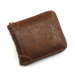 ClassicVault™ Vintage Zipper Wallet for Men – PU Leather Short Coin & Card Holder Purse 5