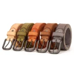 Top Cow™ 3.8CM Men's Vintage Leather Belt – Rusty Black Buckle Cowboy Jeans Belt 5