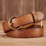AURABELT™ 2.5CM Genuine Girls Cowhide Leather Belt – Copper Buckle Slim Belt for Women 6