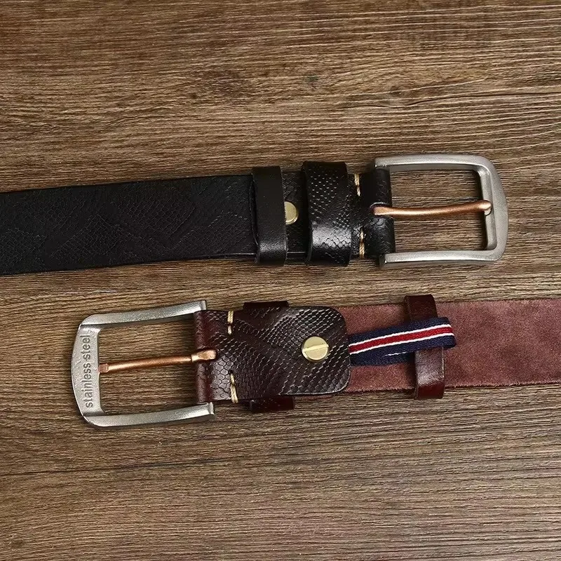 VIPERCRAFT™ 3.8CM Serpentine Leather Belt – Genuine Cowskin Men’s Retro Fashion Belt 6