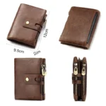 OldTown™ RFID Retro Leather Wallet – Genuine Cowhide Bifold with Zipper & Hasp for Men & Women 3