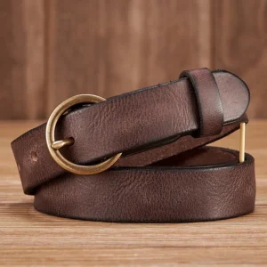 AURABELT™ 2.5CM Genuine Girls Cowhide Leather Belt – Copper Buckle Slim Belt for Women 1