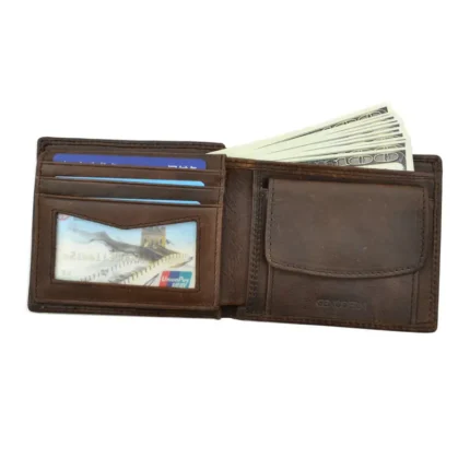 Genuine Cow Leather RFID Men Wallet – Vintage Short Purse with Coin Pocket & Card Slots 2