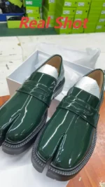 TabiTread™ Men's Green Chunky Split Toe Loafers – PU Slip-On Tabi Shoes 3
