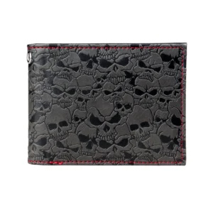 SkullMark™ Double Fold Wallet – Unisex PU Credit Card Holder with Skull Design 1