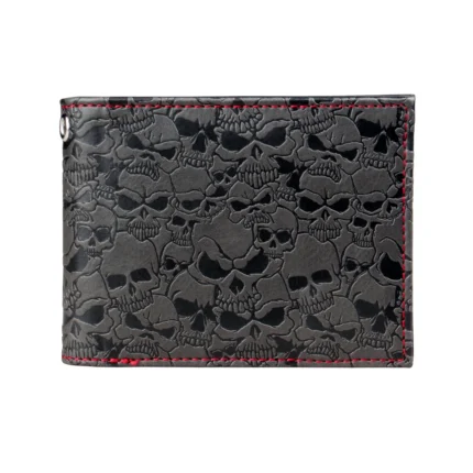 SkullMark™ Double Fold Wallet – Unisex PU Credit Card Holder with Skull Design 1