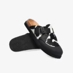 Women's Cow Leather Buckle Slippers – Handmade Cow Pattern Casual Flats 3