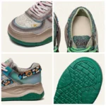 UNITYPUREMAX™ Women’s 5cm Chunky Leather Sneakers – Mixed Color, Spring/Autumn Lace-Up Shoe 4