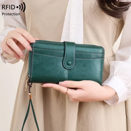 Vaultory™ RFID Unisex Long Wallet – Vintage Brushed Fabric Anti-Theft Large Capacity Clutch 2