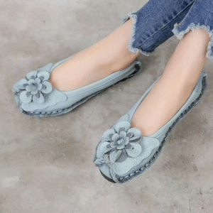 FloraEase™ Women’s Floral Genuine Leather Slip-On Flats | Spring & Autumn Casual
