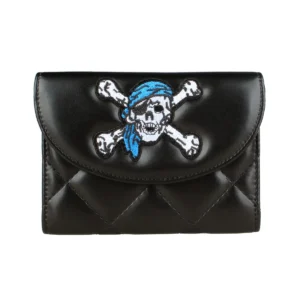 SpookCharm™ Halloween PU Trifold Purse - Skull & Crossbones Women’s Wallet 1