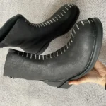 VANTEDGE™ Custom Handmade Rivet Patchwork Leather Motor Boots - Custom Leather Rivet Motor Boots for Men & Women 5