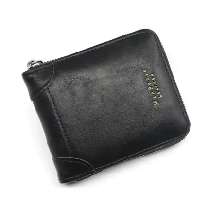 ClassicVault™ Vintage Zipper Wallet for Men – PU Leather Short Coin & Card Holder Purse 2