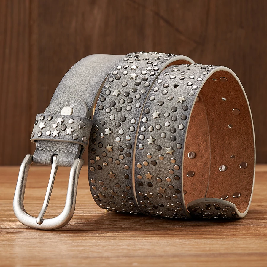 STARGRIT™ Punk Rock Rivet Belt – 3.7CM Wide Sequin Belt for Women 6