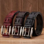 IronMark™ 3.8CM Genuine Leather Men Belt – Double Pin Buckle Cowboy Formal Belt 5