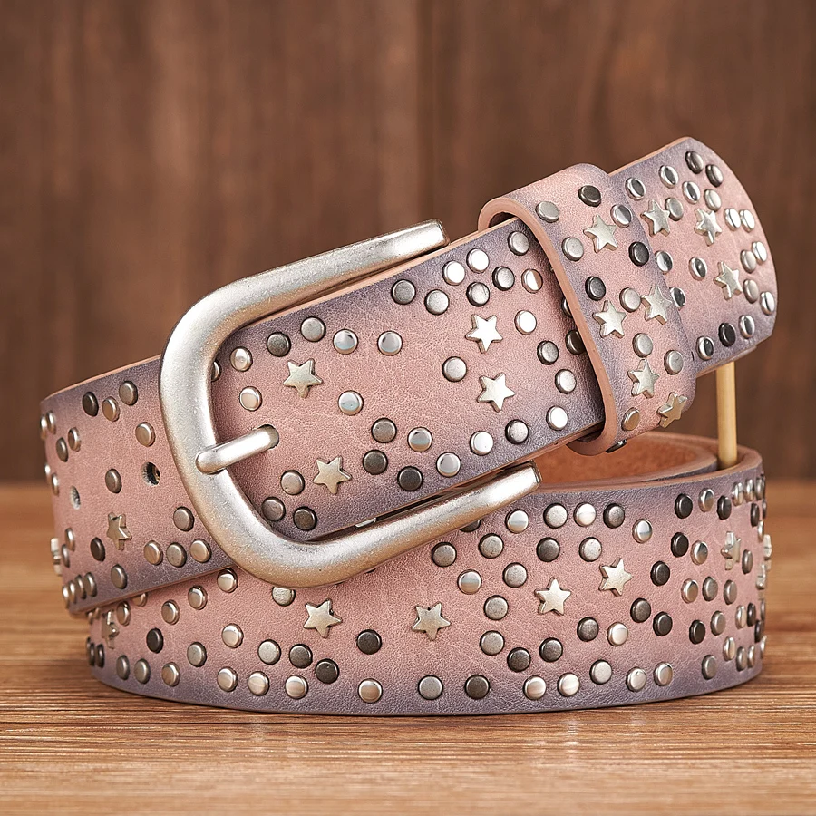 STARGRIT™ Punk Rock Rivet Belt – 3.7CM Wide Sequin Belt for Women 4
