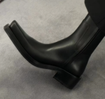 FORGEFRAME™ Mid-Tube Square Toe Leather Boots – Thick Heeled Statement Chelsea 3
