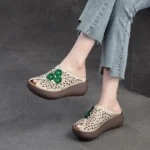 FLORAFLARE™ Peep‑Toe Cut‑Out Wedge Sandals 3