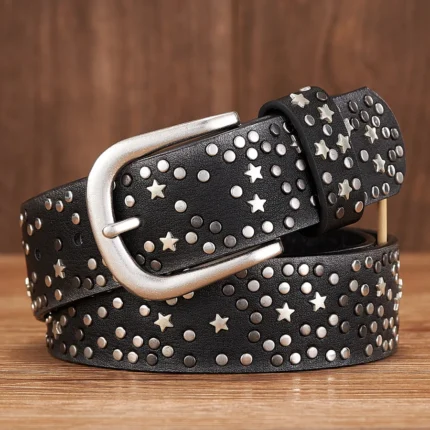 STARGRIT™ Punk Rock Rivet Belt – 3.7CM Wide Sequin Belt for Women 2