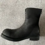 VANTEDGE™ Custom Handmade Rivet Patchwork Leather Motor Boots - Custom Leather Rivet Motor Boots for Men & Women 2