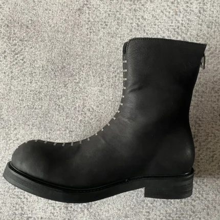 VANTEDGE™ Custom Handmade Rivet Patchwork Leather Motor Boots - Custom Leather Rivet Motor Boots for Men & Women 2