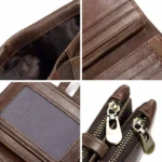 OldTown™ RFID Retro Leather Wallet – Genuine Cowhide Bifold with Zipper & Hasp for Men & Women 5