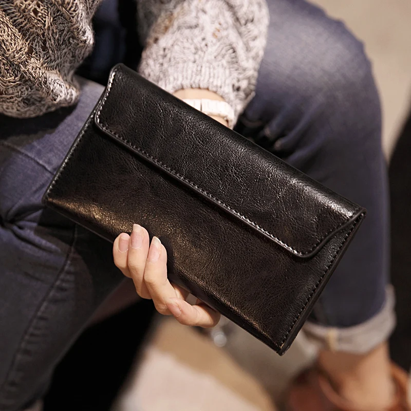 LineaLuxe™ Women's Long Thin Leather Wallet – Slim Cowhide Clutch Purse with Multi-Card Storage 3