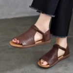 SORELLE™ Women’s Retro Genuine Leather Peep Toe Sandals 5