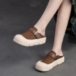 SOLEQUEST™ Retro Platform Wedge Leather Slippers 1