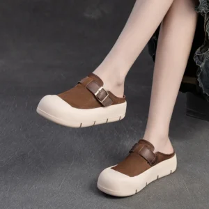 SOLEQUEST™ Retro Platform Wedge Leather Slippers 1