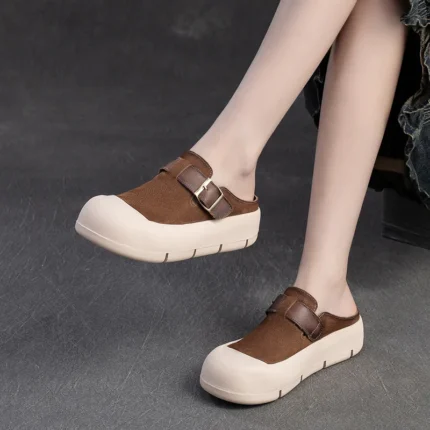 SOLEQUEST™ Retro Platform Wedge Leather Slippers 1