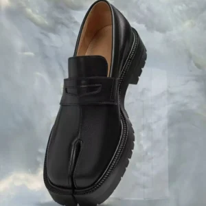Men’s Tabi Slip-On Loafers – Split Toe Thick Sole Casual Leather Shoes 1