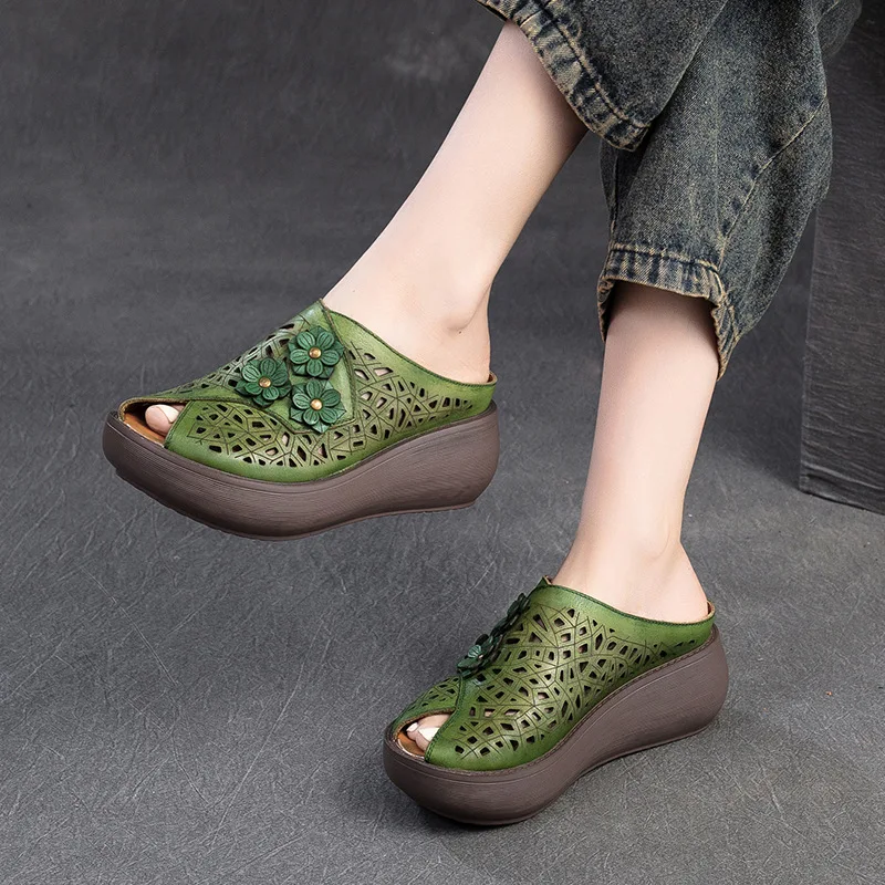 FLORAFLARE™ Peep‑Toe Cut‑Out Wedge Sandals 2