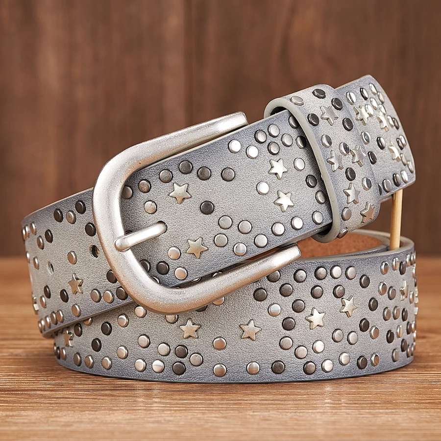 STARGRIT™ Punk Rock Rivet Belt – 3.7CM Wide Sequin Belt for Women 3