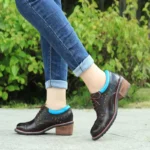 TribalSole Artisan™ | Women’s 5cm Ethnic Embossed Chunky Cow Leather Moccasins 5