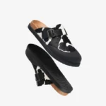 Women's Cow Leather Buckle Slippers – Handmade Cow Pattern Casual Flats 4