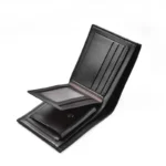 PU Leather Horizontal Wallet for Men – Solid Color Student Short Wallet with Card Slots & ID Window 1