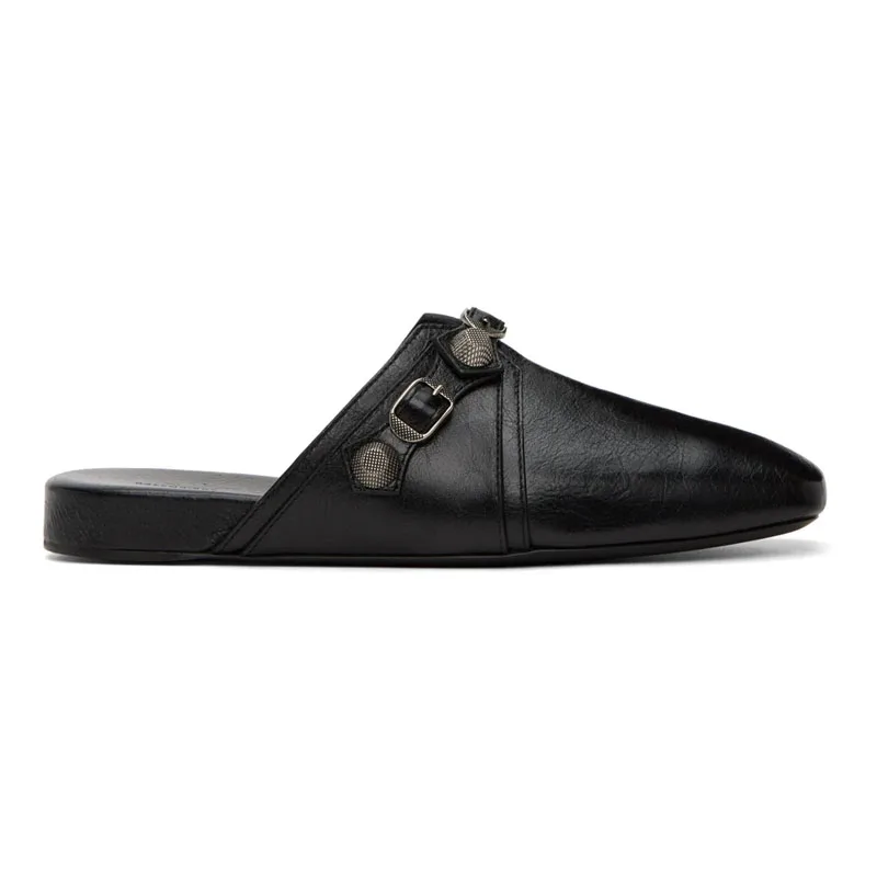 UrbanEase™ Men’s Black Square‑Toe Leather Slippers | Men Comfortable Loafers 3