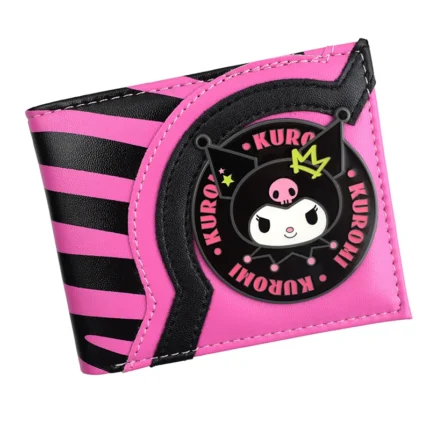 KuromiCharm™ Sanrio Kuromi Wallet – Cute Metal Design Short PU Purse with Zipper Pocket 1
