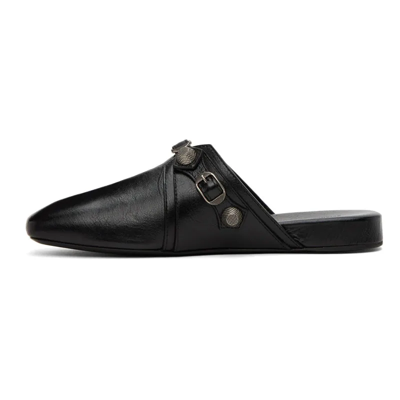 UrbanEase™ Men’s Black Square‑Toe Leather Slippers | Men Comfortable Loafers 4