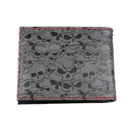 SkullMark™ Double Fold Wallet – Unisex PU Credit Card Holder with Skull Design 2