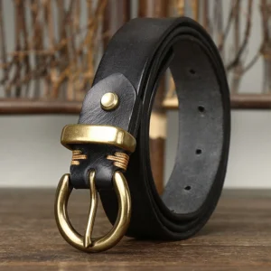 LADYNATURE™ 2.8CM Genuine Leather Women Belt – Retro Copper Buckle for Jeans & Dresses 1