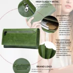 Eloria™ Genuine Leather Long Clutch Wallet – Women's Large Capacity Clutch Purse with Phone & Card Holder 2