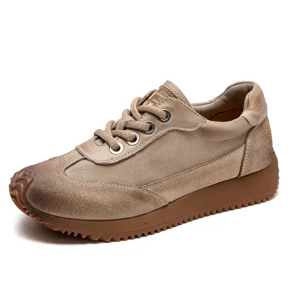 UNITYPUREMAX Women’s Autumn Retro Round‑Toe Leather Platform Sneakers 2