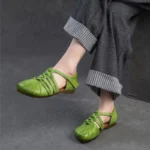 RomaWeave™ Women’s Retro Cowhide Roman Sandals Genuine Leather Weaving Hollow-out Women's Flat Shoes 4