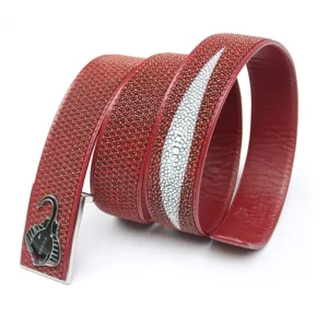 RAREBLAZE™ Red Stingray Leather Belt – Authentic Thailand Skate Skin Luxury Belt 1